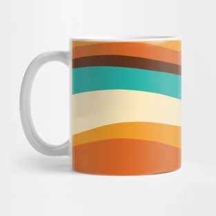 Retro Wavy Lines Teal, Orange, Chocolate Mug